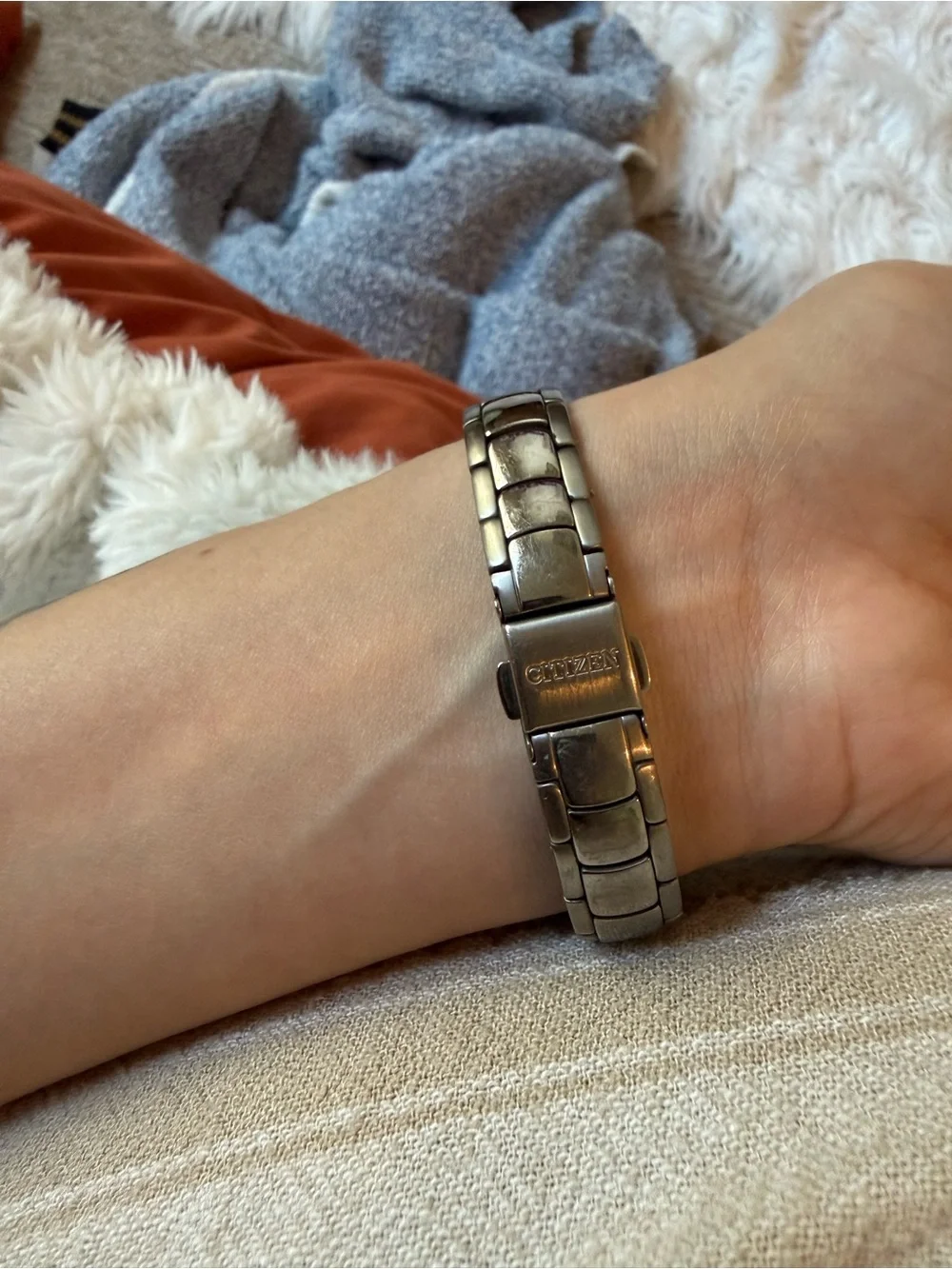 Citizen Titanium Eco-Drive Watch with Black Dial and Silver Bracelet